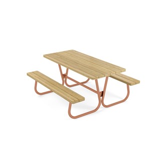 Rørvik picnicbord fyrretræ lakeret stel 160x70 H72 cm