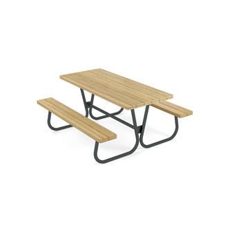 Rørvik picnicbord fyrretræ lakeret stel 160x70 H72 cm