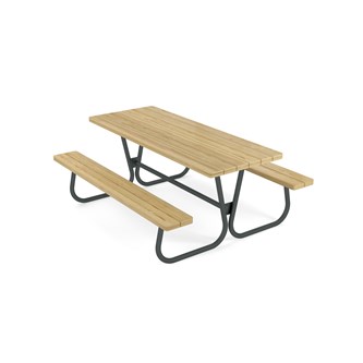 Rørvik picnicbord fyrretræ lakeret stel 180x70 H72 cm