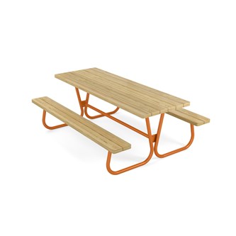 Rørvik picnicbord fyrretræ lakeret stel 200x70 H72 cm