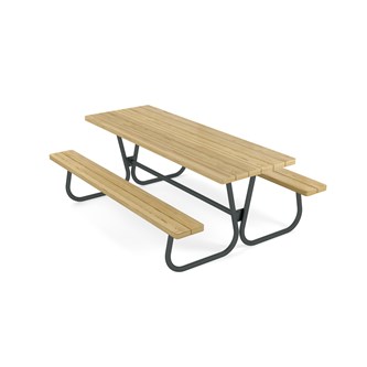 Rørvik picnicbord fyrretræ lakeret stel 200x70 H72 cm
