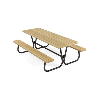 Rørvik picnicbord fyrretræ lakeret stel 200x70 H72 cm