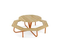 Rørvik picnicbord fyrretræ lakeret stel rundt Ø120 H72 cm