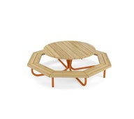 Rørvik picnicbord fyrretræ lakeret stel rundt Ø120 H55 cm
