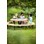 Rørvik picnicbord fyrretræ lakeret stel rundt Ø120 H55 cm