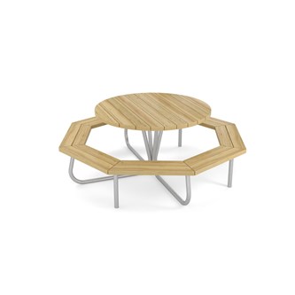 Rørvik picnicbord fyrretræ galvaniseret stel rundt Ø120 H72 cm