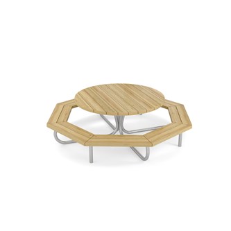 Rørvik picnicbord fyrretræ galvaniseret stel rundt  Ø120 H55 cm