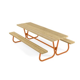 Rørvik picnicbord fyrretræ lakeret stel 230x70 H72 cm