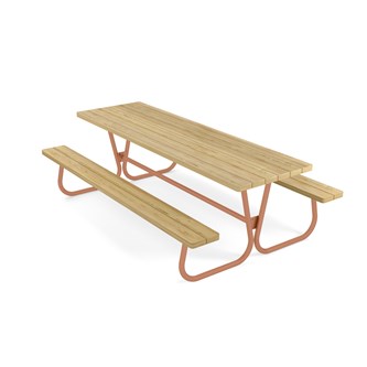 Rørvik picnicbord fyrretræ lakeret stel 230x70 H72 cm