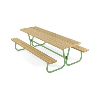 Rørvik picnicbord fyrretræ lakeret stel 230x70 H72 cm