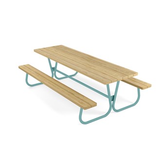 Rørvik picnicbord fyrretræ lakeret stel 230x70 H72 cm