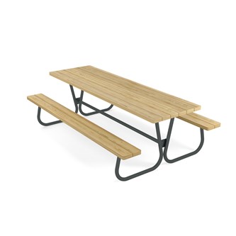 Rørvik picnicbord fyrretræ lakeret stel 230x70 H72 cm