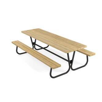 Rørvik picnicbord fyrretræ lakeret stel 230x70 H72 cm
