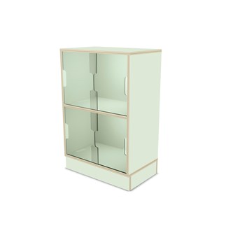 Fixa 2:2 udstillingsskab på sokkel m/skydelåger i plexiglas D36 cm D46 cm
