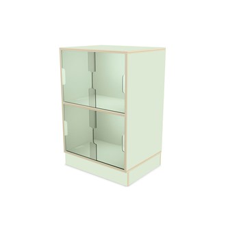Fixa 2:2 udstillingsskab på sokkel m/skydelåger i plexiglas D36 cm D46 cm