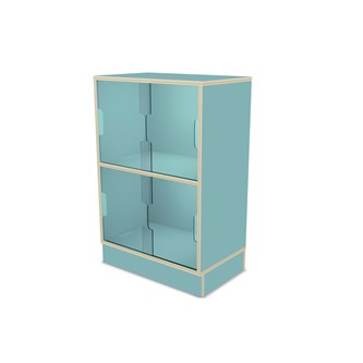 Fixa 2:2 udstillingsskab på sokkel m/skydelåger i plexiglas D36 cm D46 cm