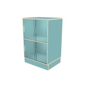 Fixa 2:2 udstillingsskab på sokkel m/skydelåger i plexiglas D36 cm D46 cm