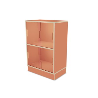 Fixa 2:2 udstillingsskab på sokkel m/skydelåger i plexiglas D36 cm D46 cm