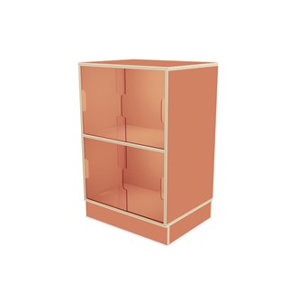Fixa 2:2 udstillingsskab på sokkel m/skydelåger i plexiglas D36 cm D46 cm