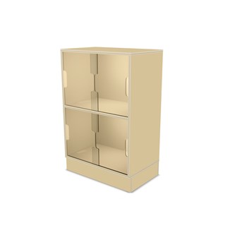 Fixa 2:2 udstillingsskab på sokkel m/skydelåger i plexiglas D36 cm D46 cm