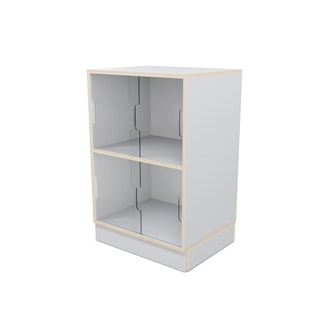 Fixa 2:2 udstillingsskab på sokkel m/skydelåger i plexiglas D36 cm D46 cm