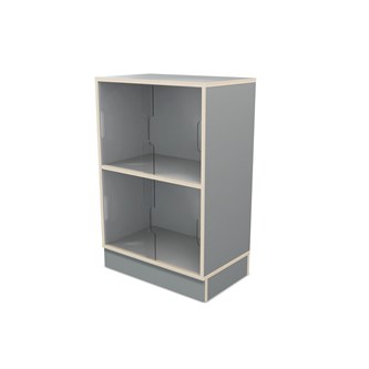 Fixa 2:2 udstillingsskab på sokkel m/skydelåger i plexiglas D36 cm D46 cm