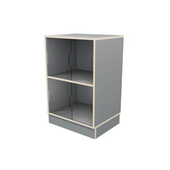 Fixa 2:2 udstillingsskab på sokkel m/skydelåger i plexiglas D36 cm D46 cm