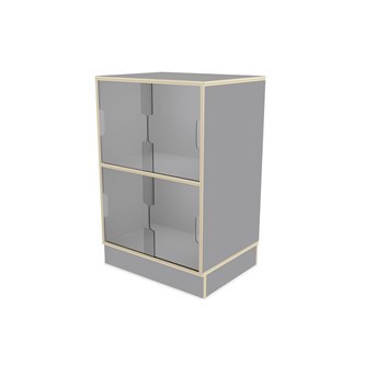 Fixa 2:2 udstillingsskab på sokkel m/skydelåger i plexiglas D36 cm D46 cm