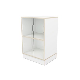 Fixa 2:2 udstillingsskab på sokkel m/skydelåger i plexiglas D36 cm D46 cm