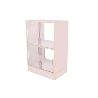 Fixa 2:2 udstillingsskab på sokkel m/skydelåger og ryg i plexiglas D36 cm D46 cm