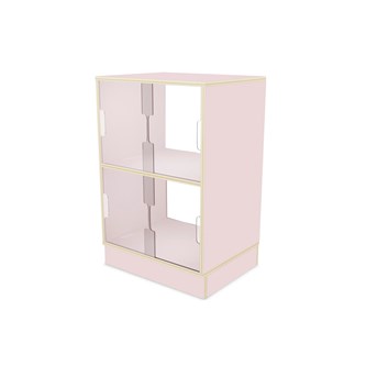 Fixa 2:2 udstillingsskab på sokkel m/skydelåger og ryg i plexiglas D36 cm D46 cm
