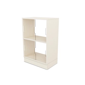 Fixa 2:2 udstillingsskab på sokkel m/skydelåger og ryg i plexiglas D36 cm D46 cm