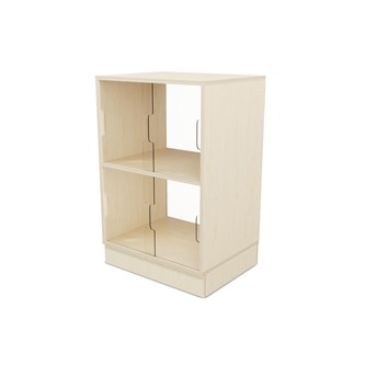 Fixa 2:2 udstillingsskab på sokkel m/skydelåger og ryg i plexiglas D36 cm D46 cm