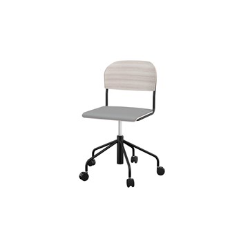 Matte stol sh 45-56 cm høj 5-kryds m/hjul stort sæde sort stel