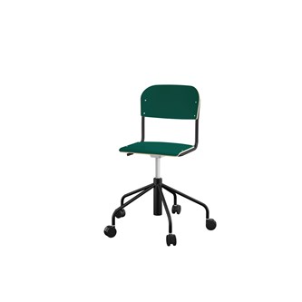 Matte stol sh 45-56 cm høj 5-kryds m/hjul lille sæde sort stel