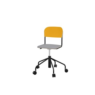 Matte stol sh 45-56 cm høj 5-kryds m/hjul lille sæde sort stel