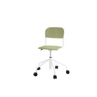 Matte stol sh 45-56 cm høj 5-kryds m/hjul lille sæde hvidt stel