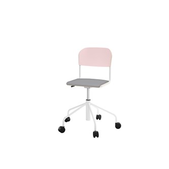 Matte stol sh 45-56 cm høj 5-kryds m/hjul lille sæde hvidt stel