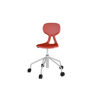 Poly stol sh 46-57 cm høj 5-kryds m/hjul medium sølv stel