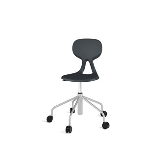Poly stol sh 46-57 cm høj 5-kryds m/hjul medium sølv stel