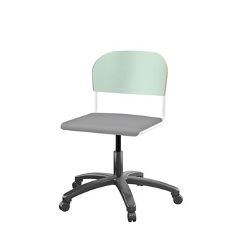 Matte FSC stol gas sh 38-51 cm stort sæde hvidt stel