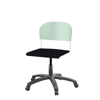 Matte FSC stol gas sh 38-51 cm stort sæde hvidt stel