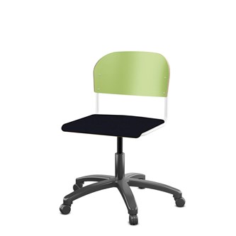 Matte FSC stol gas sh 38-51 cm stort sæde hvidt stel