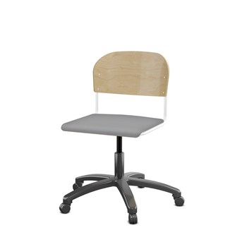 Matte FSC stol gas sh 38-51 cm stort sæde hvidt stel