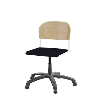 Matte FSC stol gas sh 38-51 cm stort sæde hvidt stel