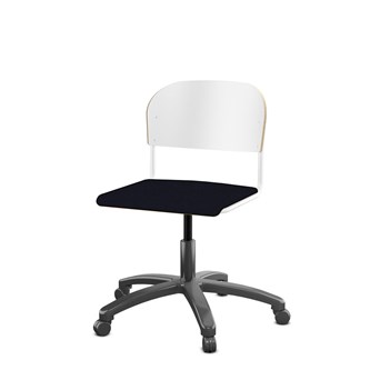 Matte FSC stol gas sh 38-51 cm stort sæde hvidt stel