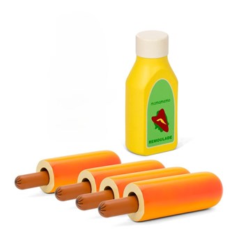 Fransk hotdog med tilbehør