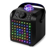 Højtaler med lysshow og mikrofoner