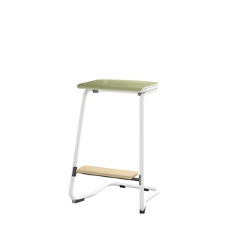 Matte FSC taburet 62 cm m/stort sæde og hvidt stel