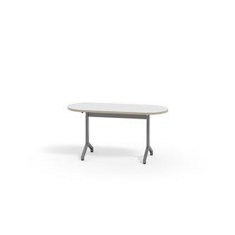 Pilare bord akustiklaminat oval 120x50 cm sølv understel
